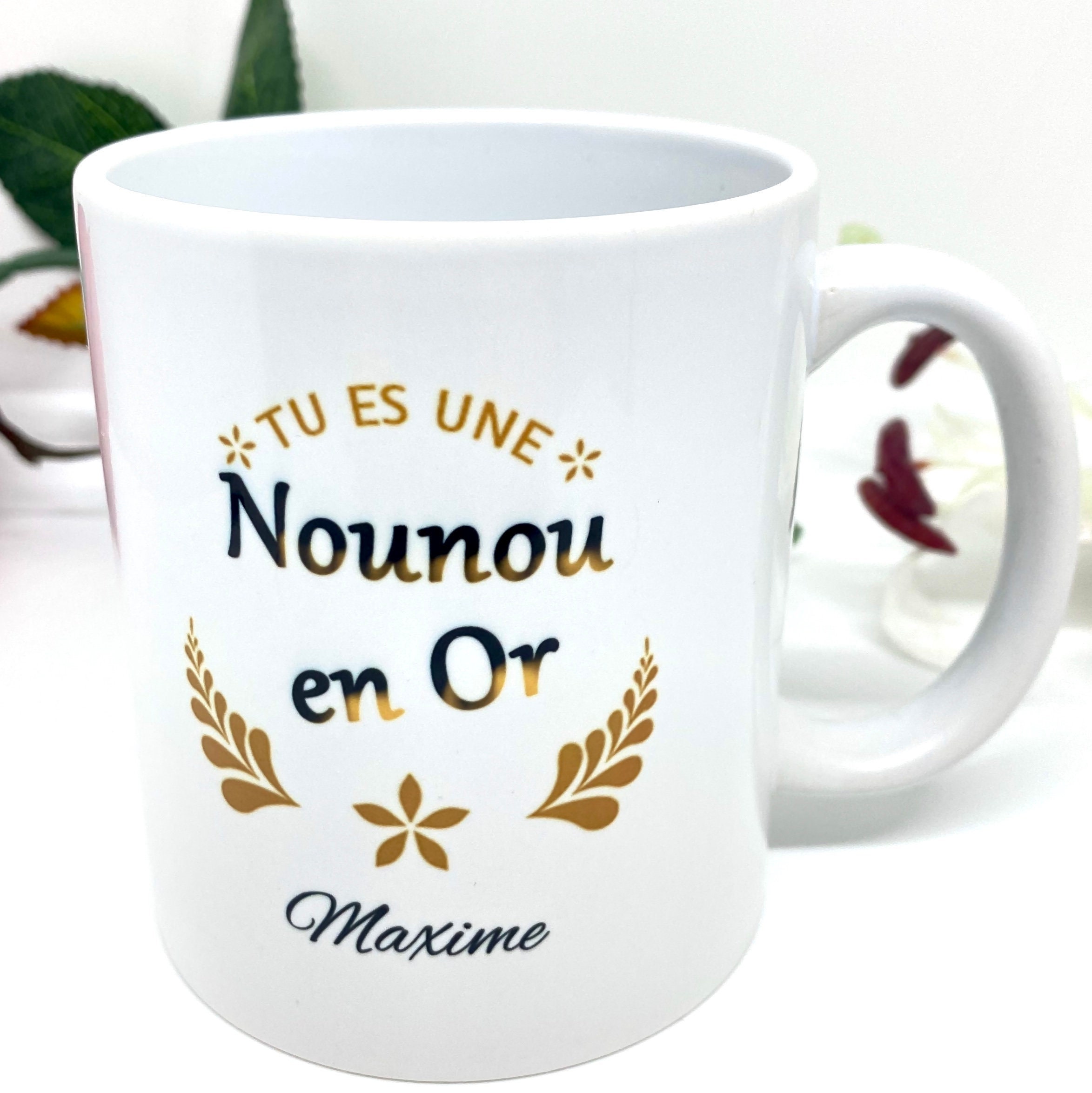 Mug Personnalisé Nounou France en Or avec Prénom
