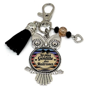 Meesteres cadeau, Meesteres sleutelhanger, tas sieraden, De vriendelijkste leraar, schoolcadeau einde van het schooljaar