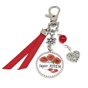 Porte clés ATSEM " Super Atsem " idée cadeau école scolaire maternelle