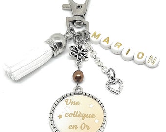 Colleague gift, Colleague key ring with first name, A golden colleague, key ring with first name letter, customizable key ring
