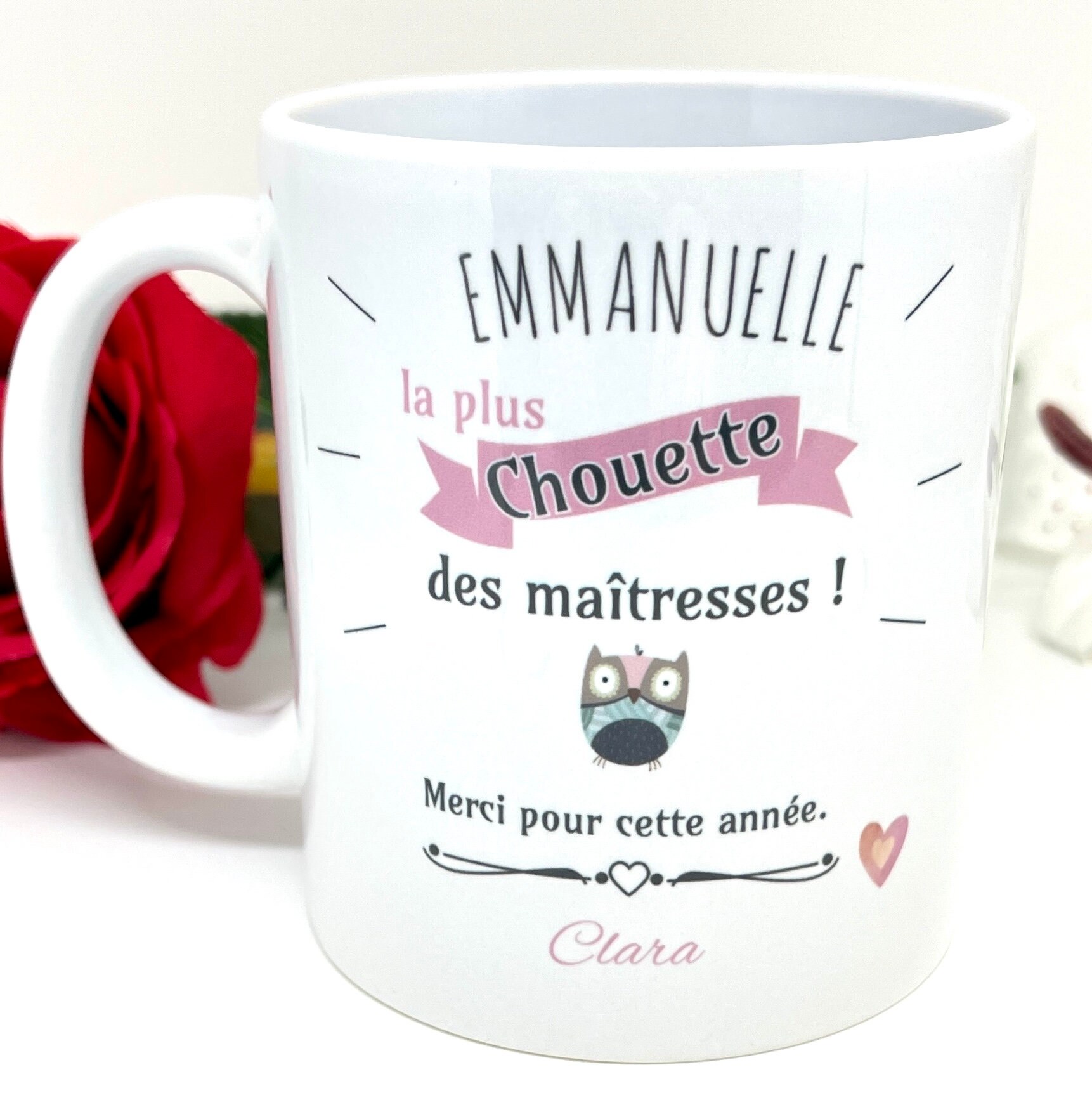 Mug Maîtresse Personnalisé avec Prénom La Plus Chouette Des Maîtresses, Merci Pour Cette Année , Cad