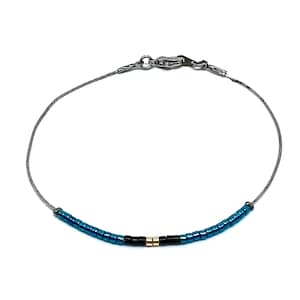 Fine silver bracelet rhodium serpentine chain and MIYUKI beads