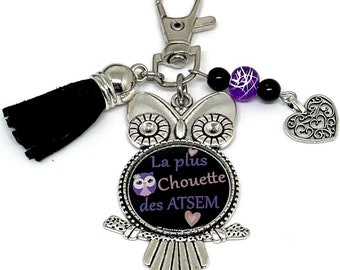 Porte clés ATSEM bijoux de sac La plus chouette des ATSEM, cadeau fin d'année scolaire