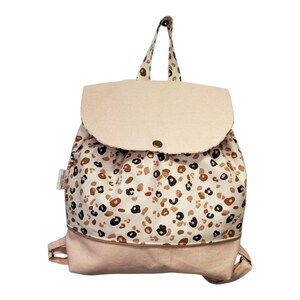 Sac à dos, pour la crèche , nounou, école, maternelle,  personnalisable avec prénom brodé motifs léopard, graou.