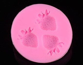 strawberries 3 silicone mold for polymer clay