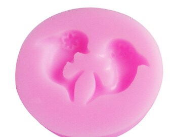 silicone mold for polymer clay 2 dolphins