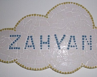 Plaque décorative prénom enfant en mosaïque