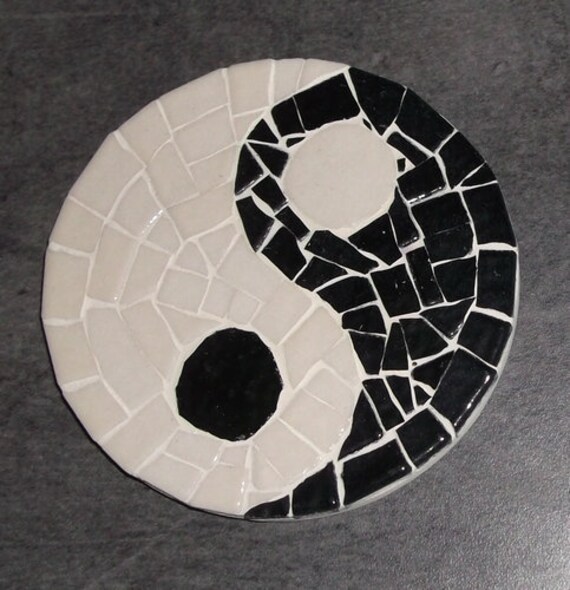 Dessous de Verre Artisanal Yin-Yang en Mosaïque