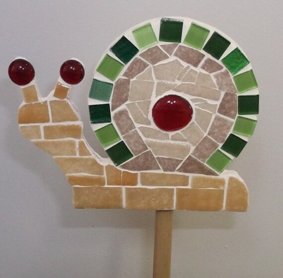 Tuteur Décoratif Artisanal Escargot en Mosaïque Pour Décoration Plantes d'intérieur
