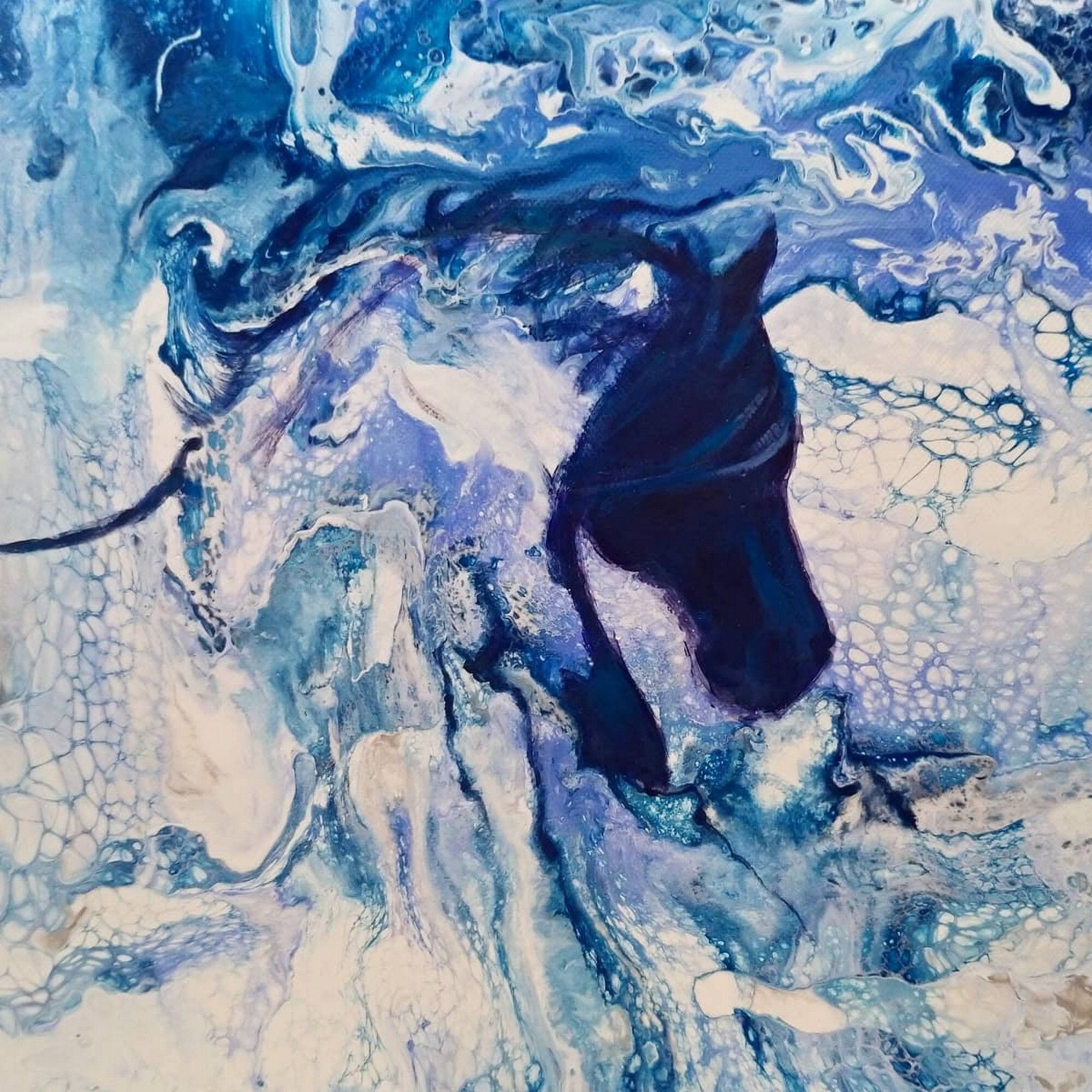 Manumit Acrylique Pouring sur Toile Par L'enjomineuse Tableau Original Artiste Français