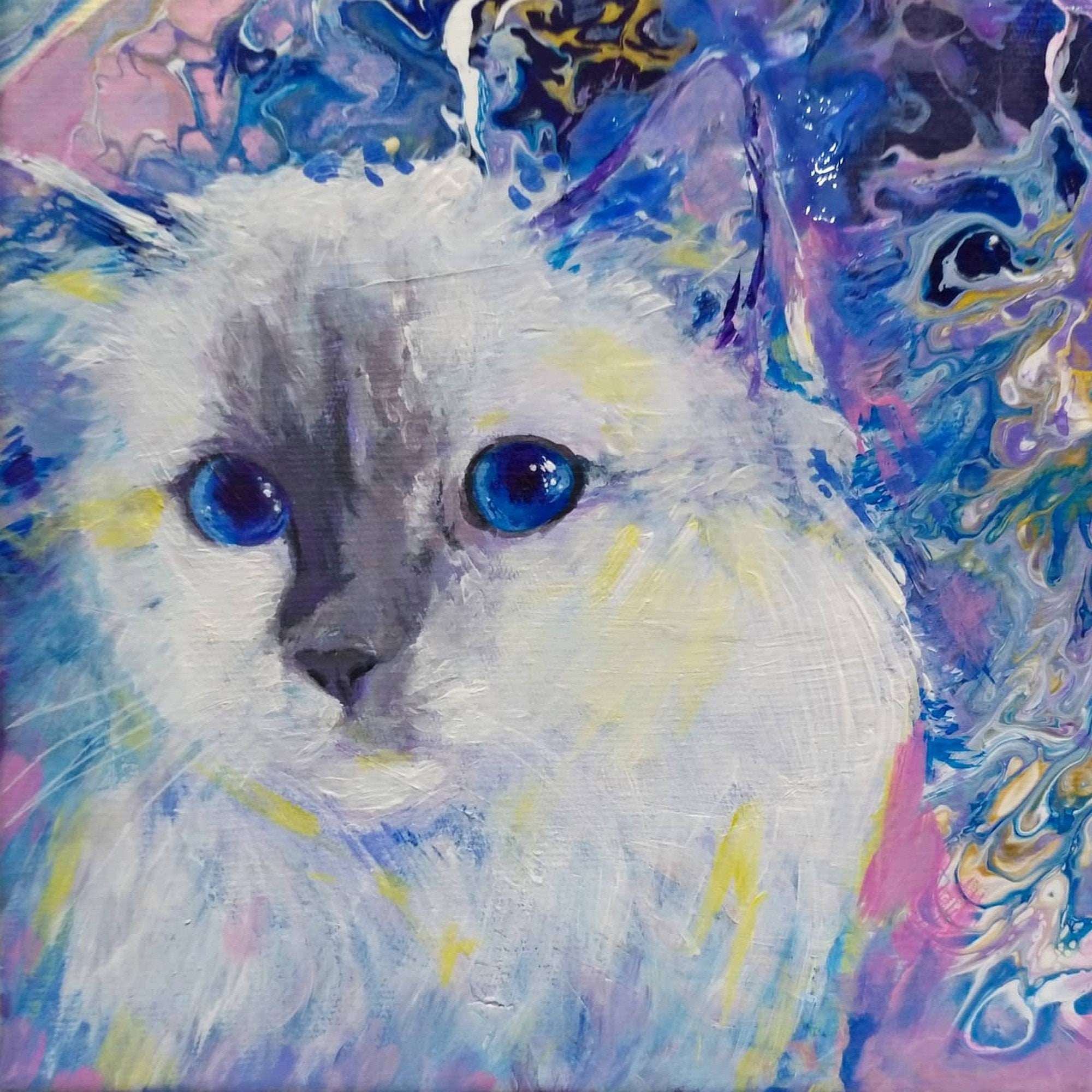 Remember Me Acrylique Pouring sur Toile Par L'enjomineuse Tableau Original Artiste Français