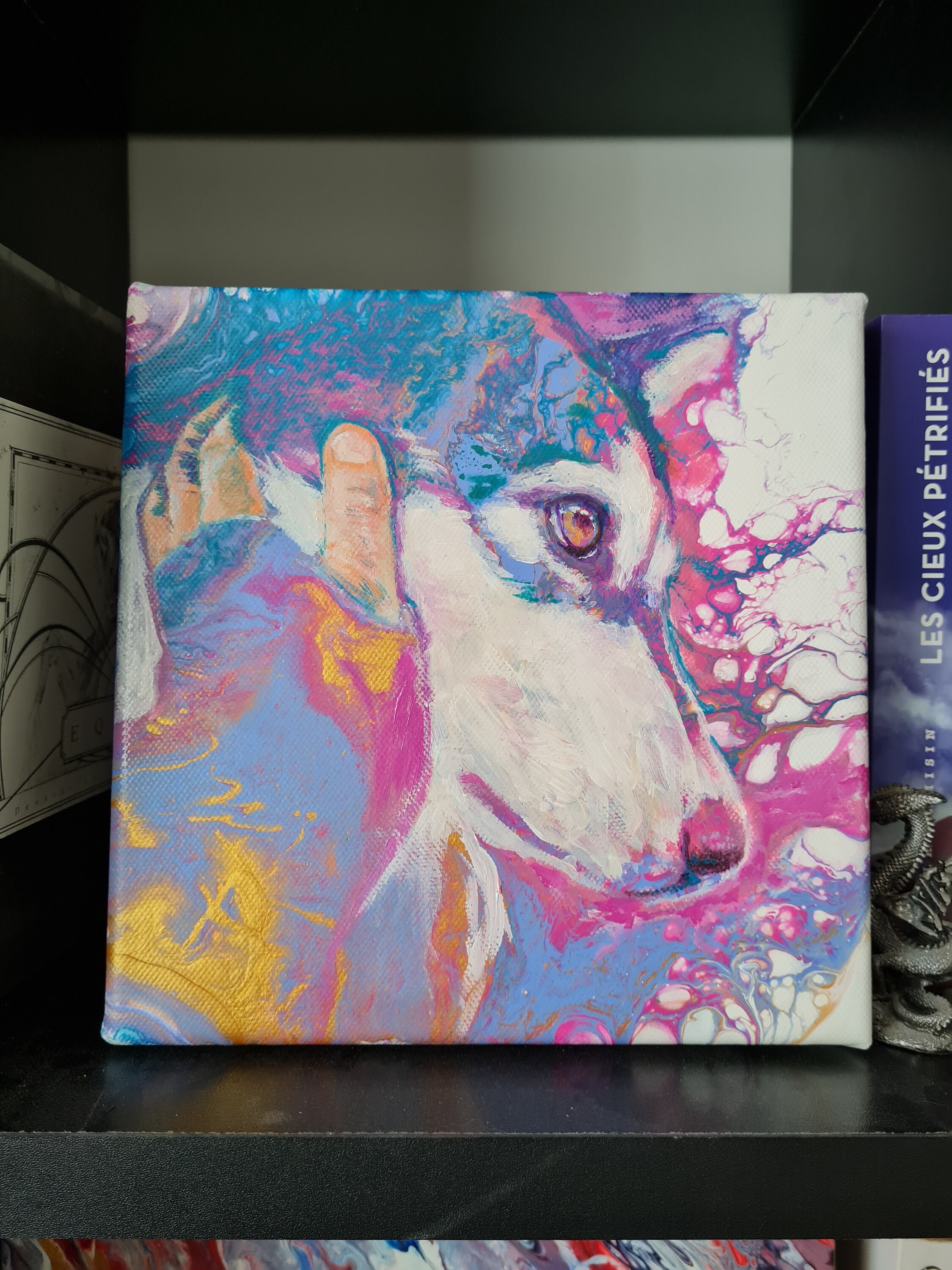 Soulmate Acrylique Pouring sur Toile Par L'enjomineuse Tableau Original Artiste Français