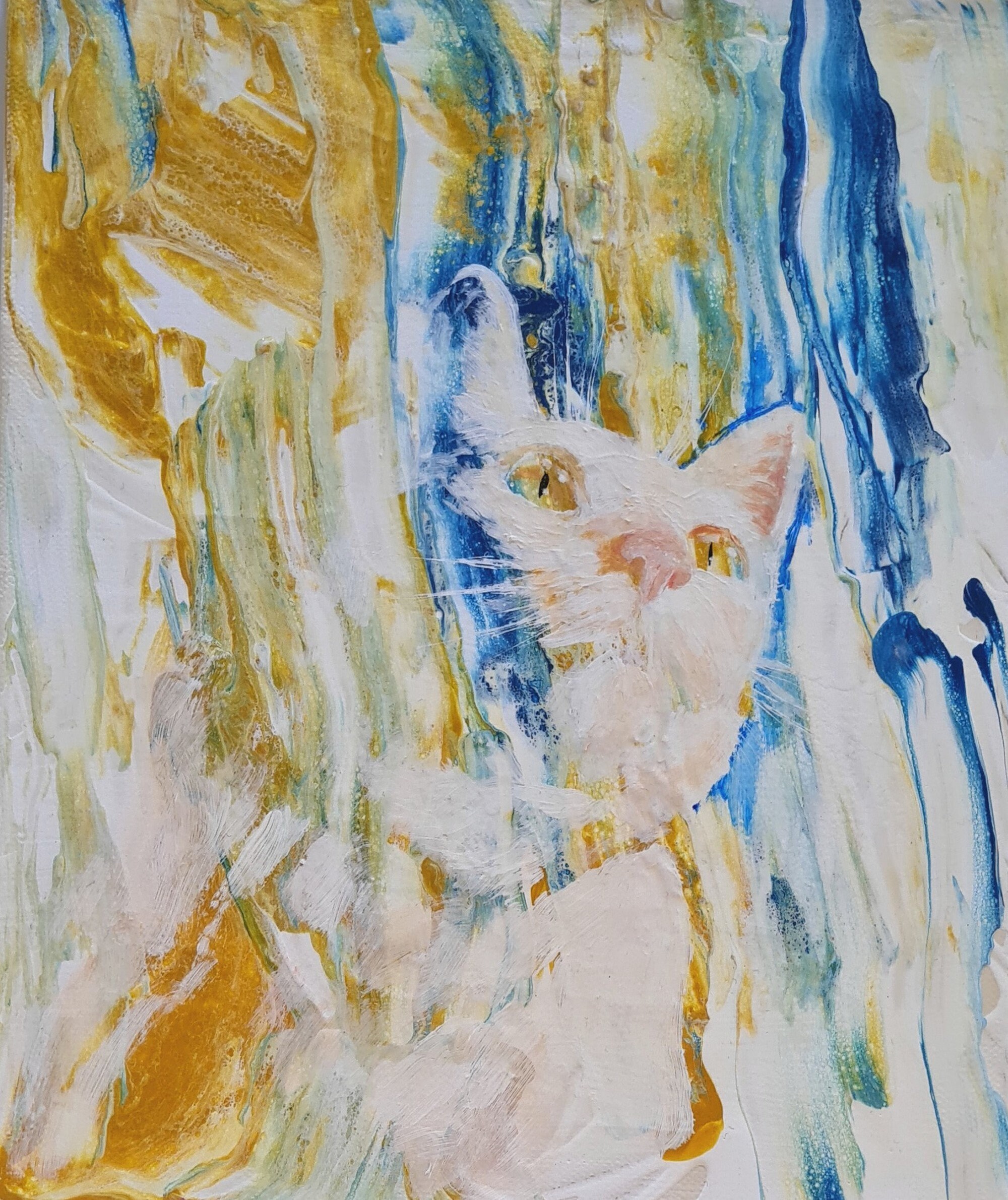 Slice Of Light Acrylique Pouring sur Toile Par L'enjomineuse Tableau Original Artiste Français Pret 