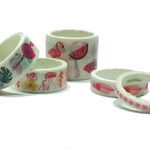 Lot of 5 pink Flamingo washi tapes 0.5, 1, 1.5, and 3cm 01 image 1
