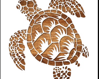 Pochoir 15 x 15 cm en plastique Mylar : Tortue de mer