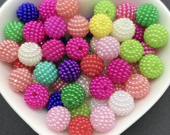 LOT 20 PERLES ACRYLIQUES : boules micro-perles multicolores 9mm  (02)