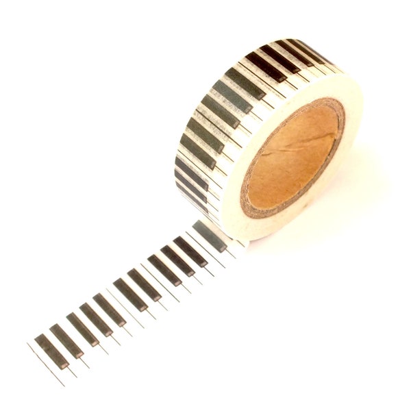 Washi ribbon 15 mm x 10 m pattern piano key black and white