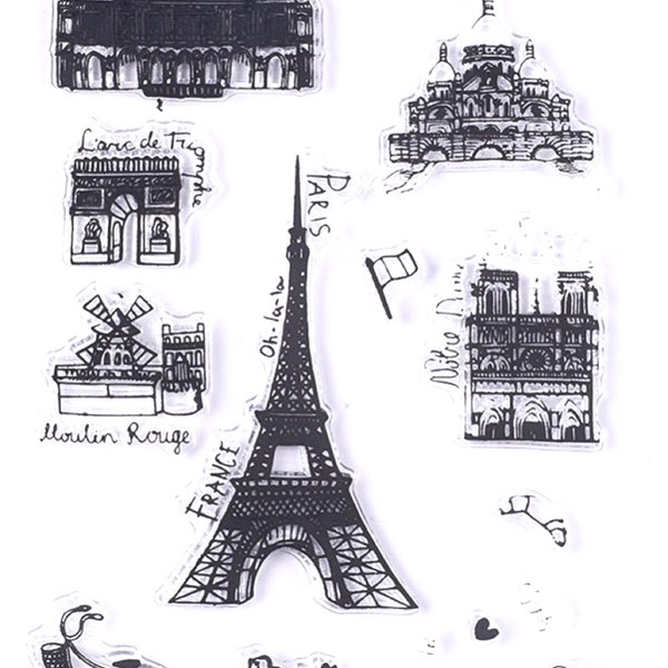 Transparent silicone stamps with Paris monument motifs (01)