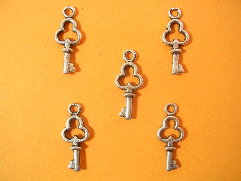 LOT 5 CHARMS/BRELOQUES plaqué argent : clef 136mm 01 image 1