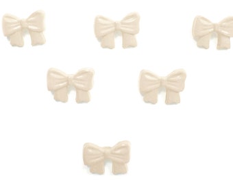 LOT 6 BOUTONS ACRYLIQUES : noeud papillon blanc 13*10mm (01)