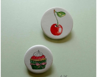 Brooch duo porcelain - the cherry on top.
