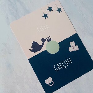 Carte à gratter, annonce garçon ou fille, sexe bébé
