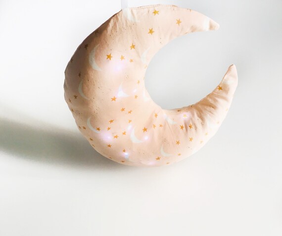 Veilleuse Bebe Forme Lune Rose Decoration Chambre Bebe Etsy