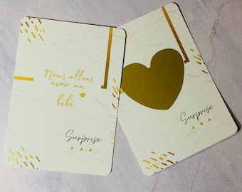 Scratch card, pregnancy announcement, surprise card, message