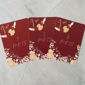 Cartes étapes bébé, carte étape, cadeau de naissance, bébé, future maman, liste de cadeau naissance, grossesse, couronnes fleurs