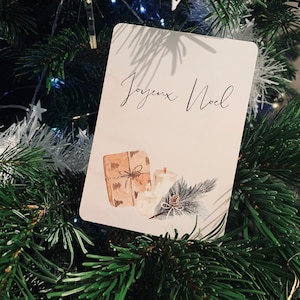 Carte joyeux noël, cadeau, vœux, fêtes de fin d’année
