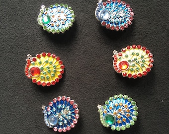 Snap jewelry Peacock rhinestone colors red, green, blue and multicolored head: 5.5 mm