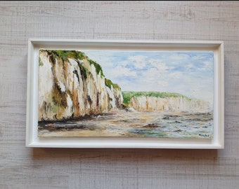 Cliff painting of Normandy oil painting with a knife Made in Normandy