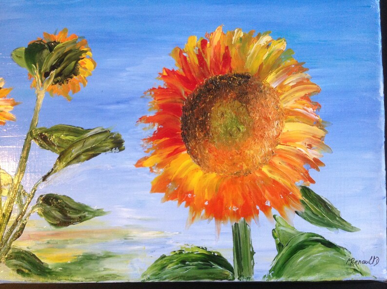 Tableau le tournesol peinture à l'huile au couteau Provence image 2