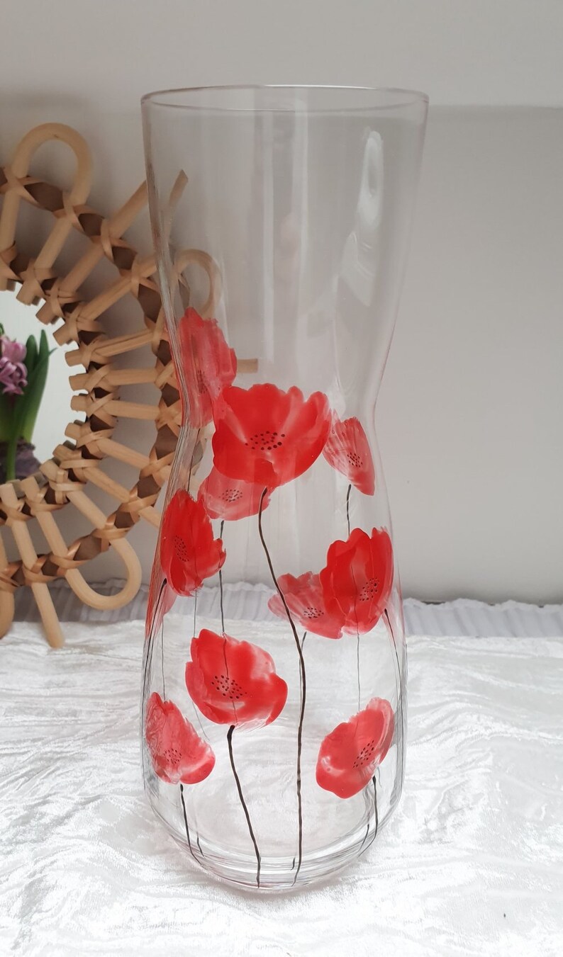 Carafe coquelicots carafe en verre peinte de coquelicots image 4