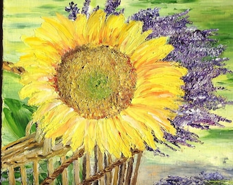 Tableau " Les couleurs de l'été " tournesol et lavande - paysage de Provence