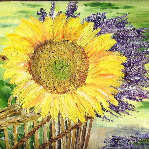 Tableau " Les couleurs de l'été " tournesol et lavande - paysage de Provence