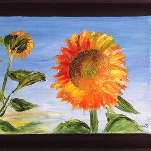 Tableau le tournesol peinture à l'huile au couteau Provence image 1