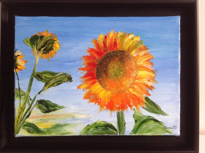 Tableau le tournesol peinture à l'huile au couteau Provence image 1