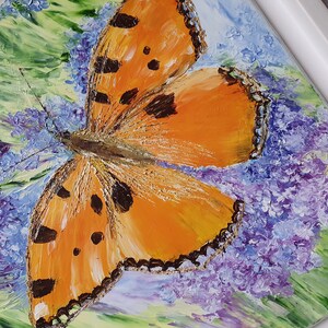 Tableau papillon dans la lavande Peinture à l'huile au couteau Paysage de Provence image 4