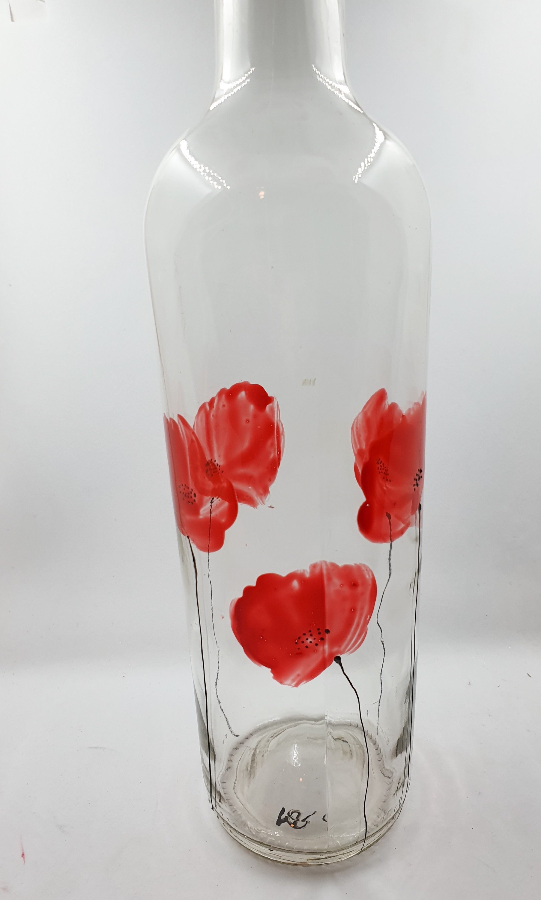 Bouteille en Verre Recyclée Carafe Coquelicots