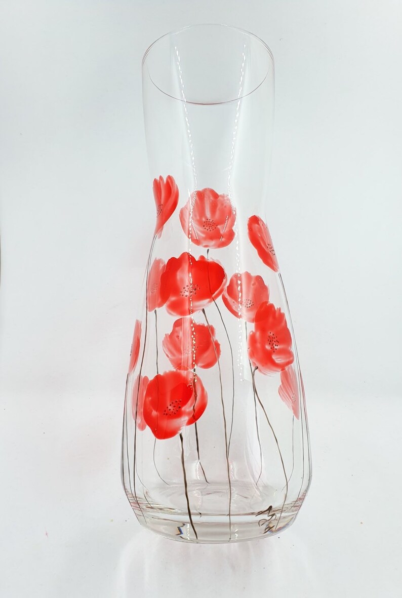 Carafe coquelicots carafe en verre peinte de coquelicots image 3