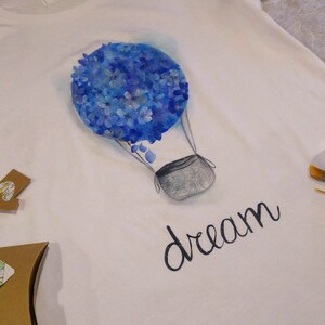 T Shirt Fiore Blu Dipinta Maglietta Floreale Donna Regalo Etsy