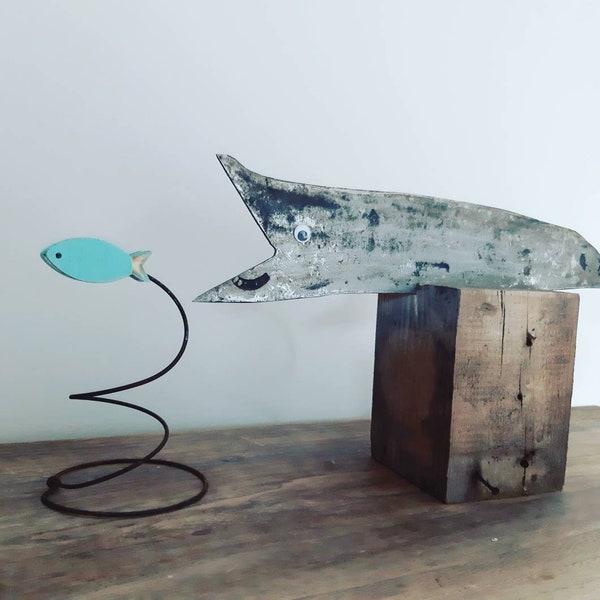 Sculpture,bois flotté, poisson ,upcycling