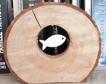 Raw wood decoration, fish, wooden washer