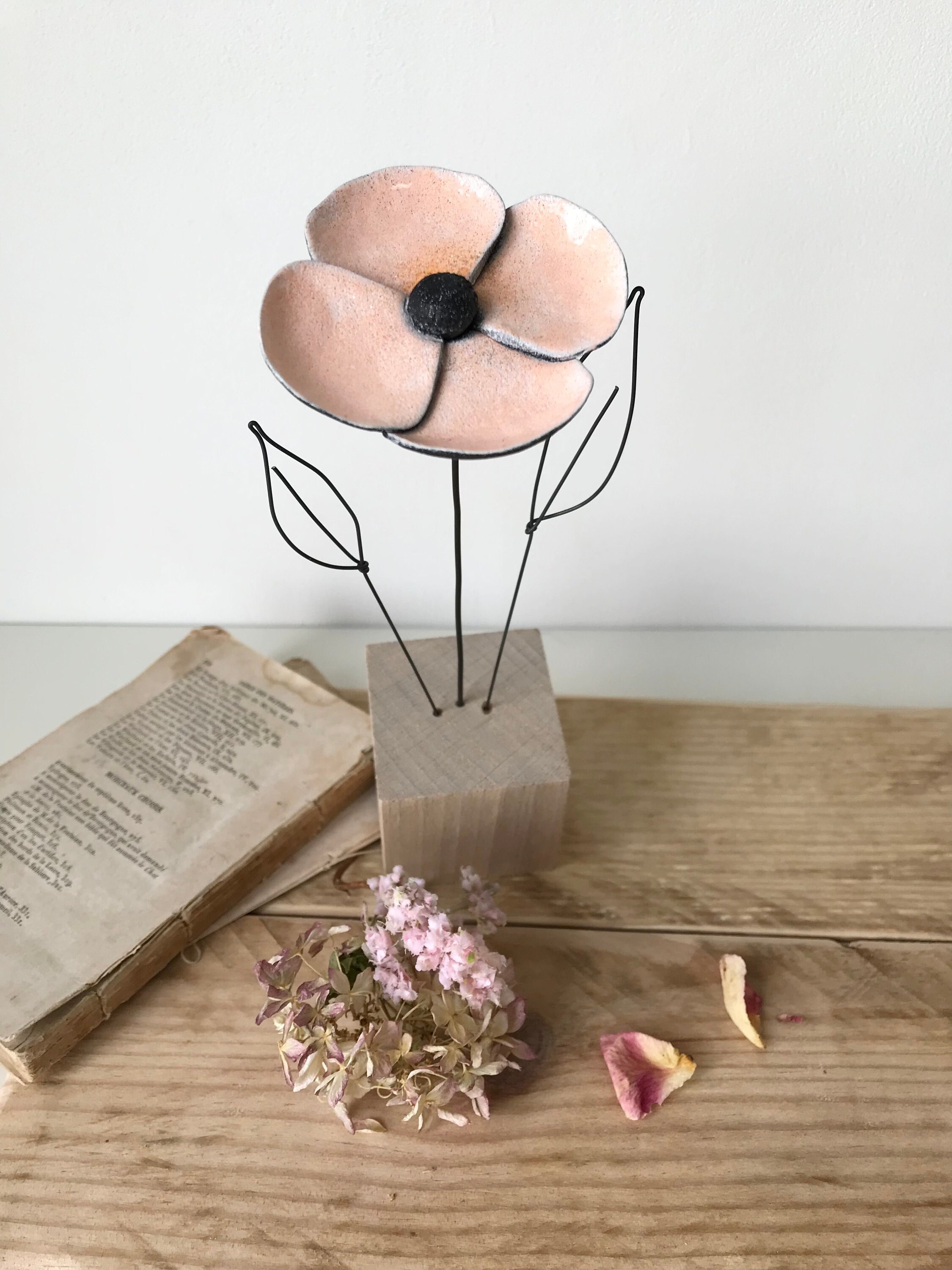 Cube Fleur Décorative, Déco, Décoration Fimo, Pate Polymère, Fait Main, Créatrice Normande, Bois, Po