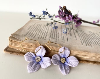 purple flower earrings