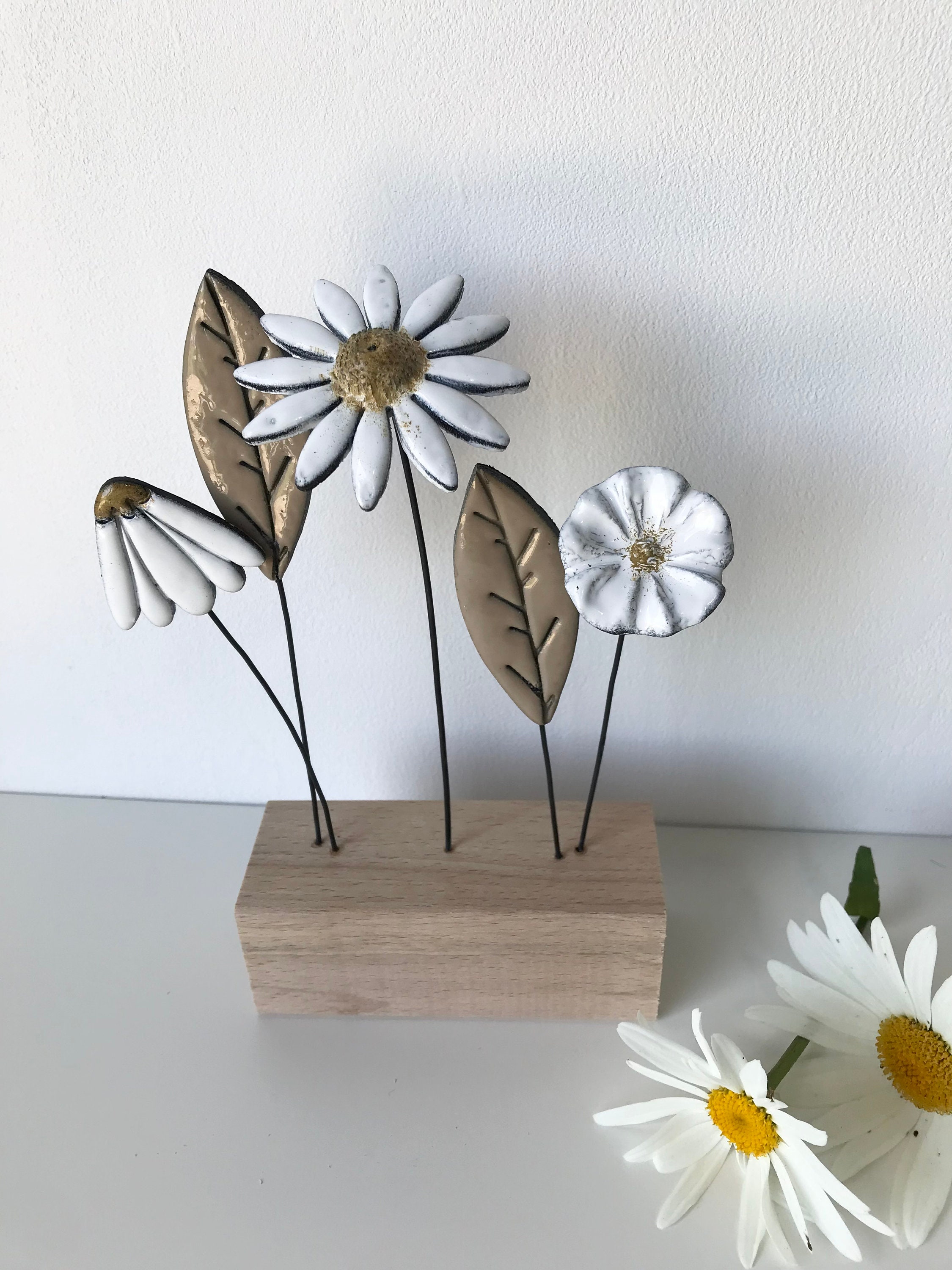 Fleurs Champêtres, Cube Fleurs, Pièce Unique, Déco Fleurs Fimo, Cadeau Femme, Fête Des Mères, Orneme