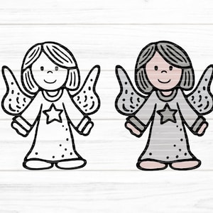 守護天使プロッター ファイル SVG DXF FCM、天使、保護、幸福、星、翼、子供、平和、レーザー昇華 svg dxf fcm eps png pdf jpg