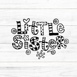 リトル シスター プロッター ファイル SVG DXF FCM、レタリング、赤ちゃん、兄弟姉妹、レーザー印刷昇華 svg dxf fcm png pdf jpg