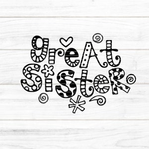 Archivo de trazador Great Sister SVG DXF FCM, fuente, bebé, niño, hermana mayor, hermanos, láser, impresión, sublimación svg dxf fcm pdf png jpg